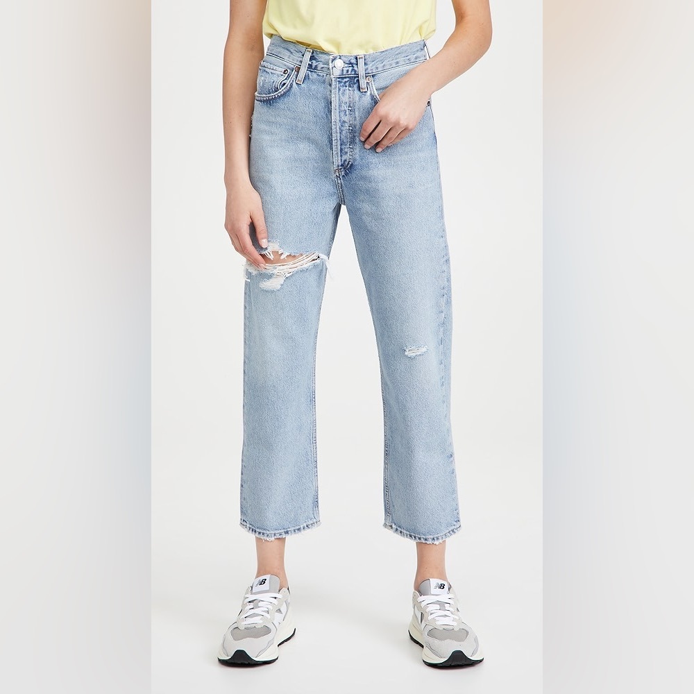 AGOLDE 90’s Crop Mid Rise Loose Straight Jeans in Echo Wash